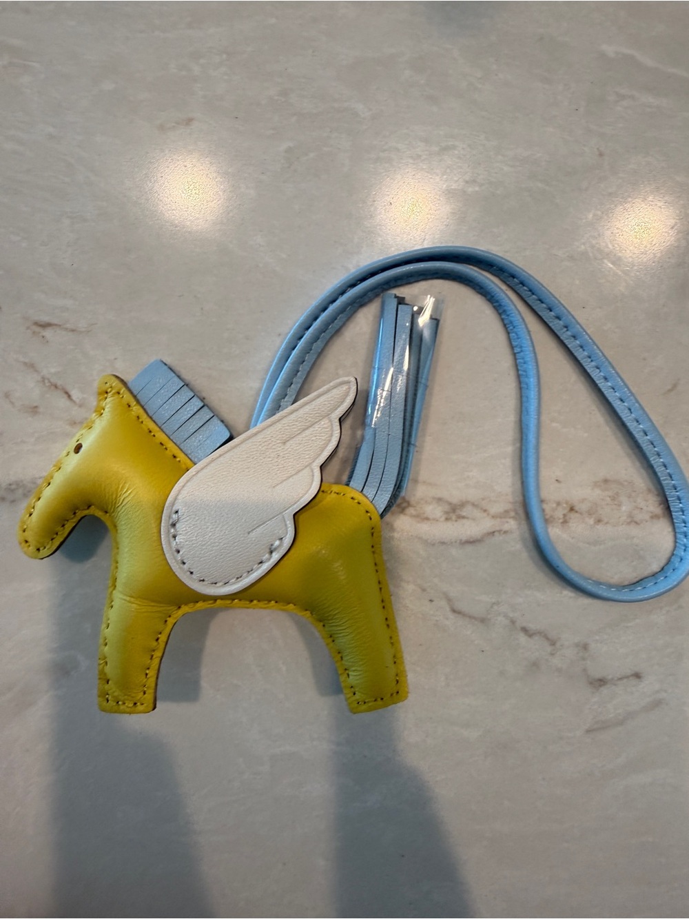 Luxury 100% Handmade Lamb Leather Horse Charm with White Wing